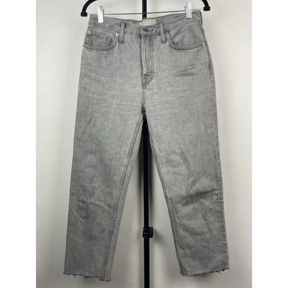 Everlane Light Gray 90’s Cheeky Crop Org Cotton Button Fly Denim Jeans Size 27 - Picture 1 of 8